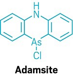 Drawing shows the structure of adamsite, also known as diphenylaminechlorarsine. 09837-polcon3-adam.jpg