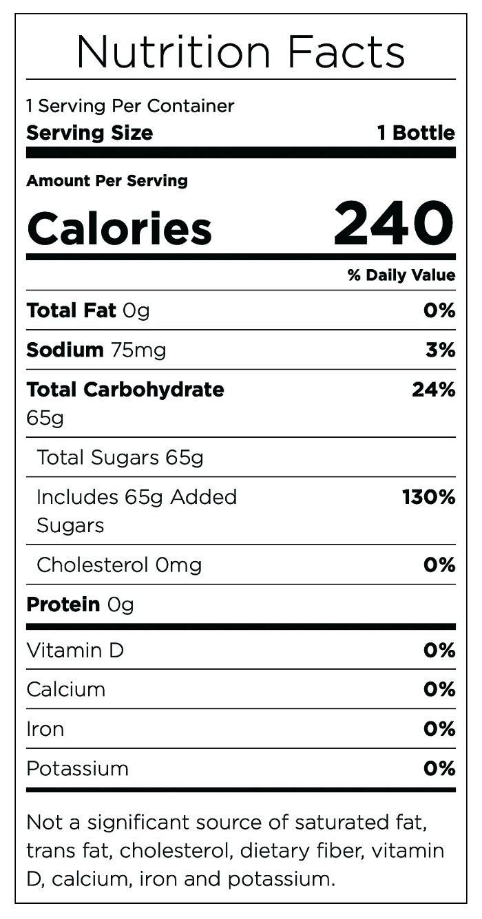 20 oz coke bottle nutrition label